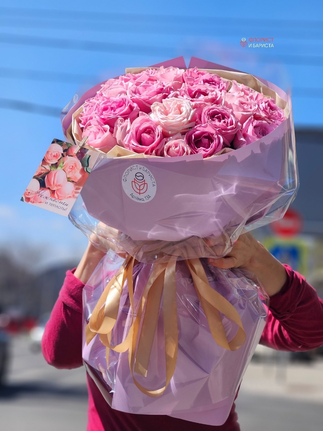 Букет из 51 розовой кенийской розы 50 см — изображение 2